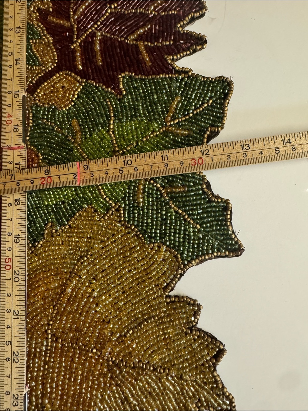 Pier 1 Imports Discontinued Heavily Beaded Green/Plum/Brown/Orange Table Runner - Picture 11 of 12